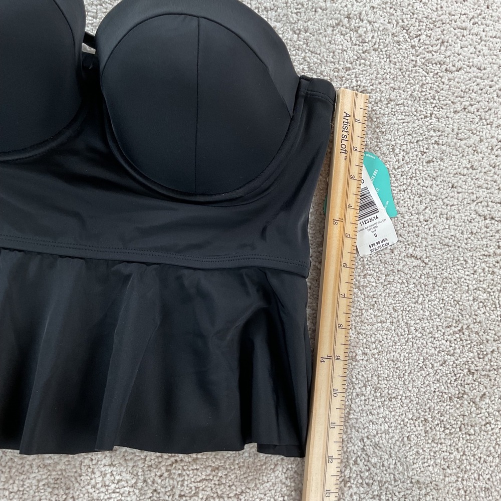 Torrid Vixen Black Peplum Underwire Tankini Top Fuller Bust Size 0 NWT - Picture 8 of 9